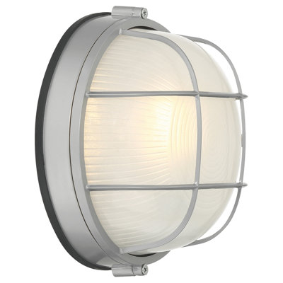 Double fixation Nauticus - cloison ronde de qualité marine - finition satinée - abat-jour en verre givré - DEL remplaçable - 7 po