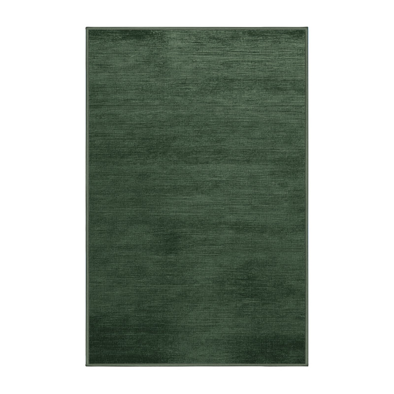 Machine Washable Solid Green Area Rug, Runner 2' x 4'