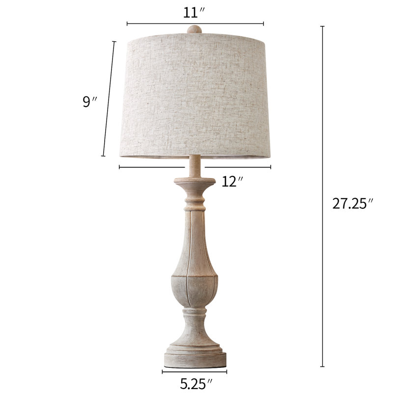 27.25"retro Resin Lamp With Usb Suitable For Living Room,entryway,console,sideboard,sofa Table