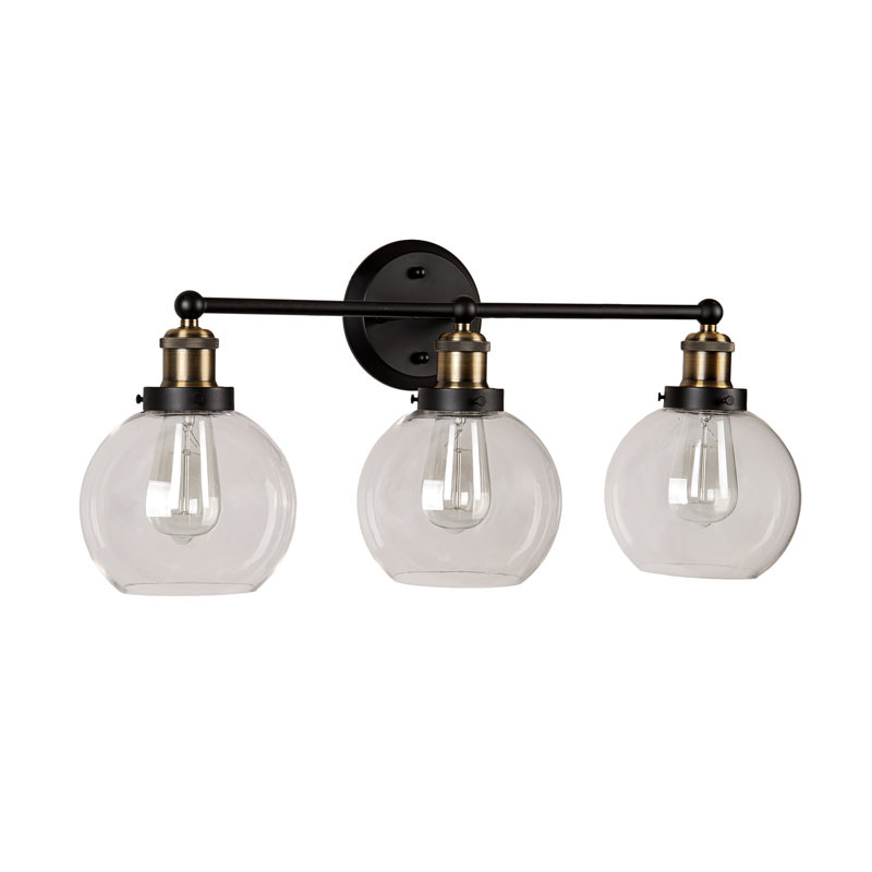 Antique Bronze 3-Light Vanity Fixture with Clear Glass Shades