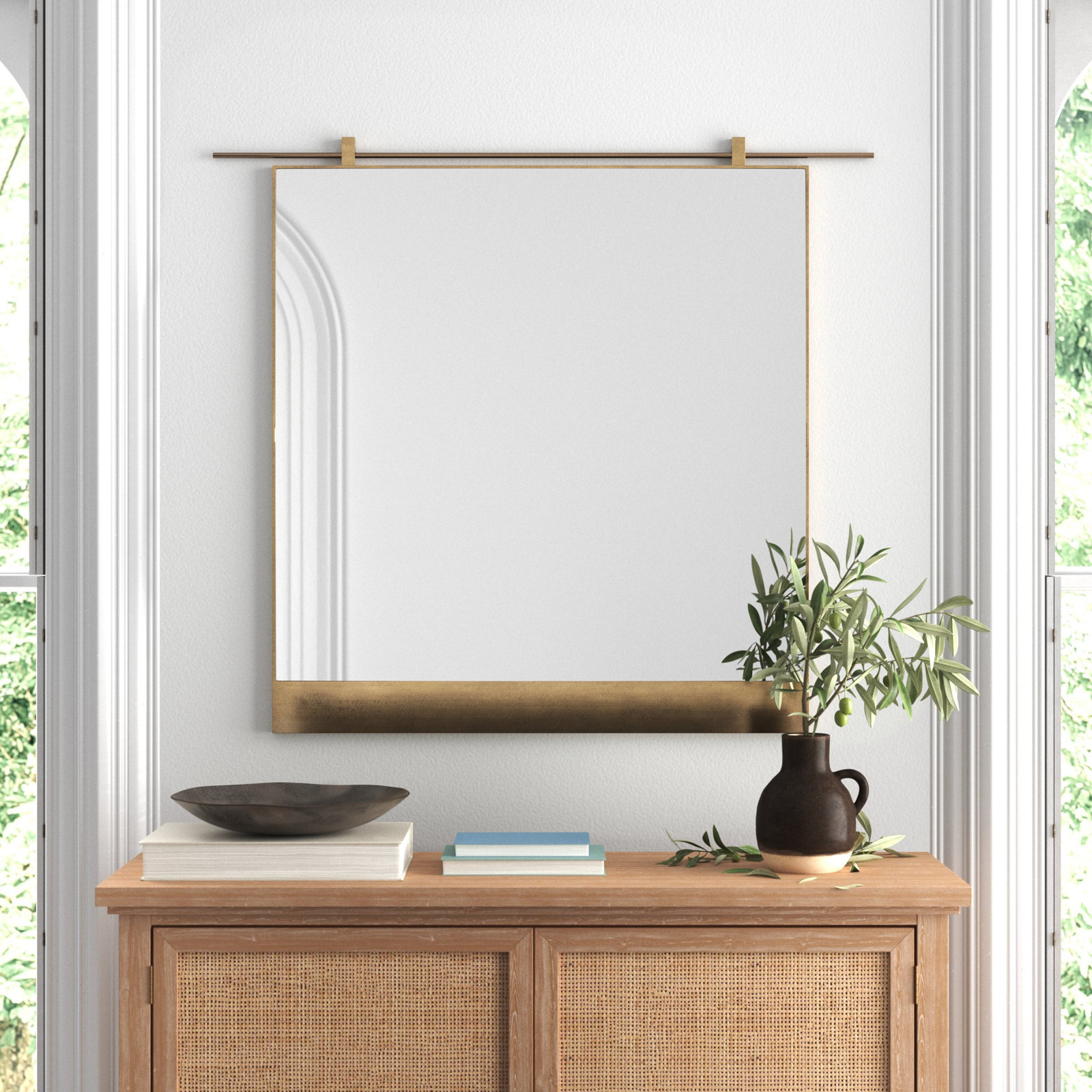 Hutton Accent Mirror, 45" x 50", Antique Brass