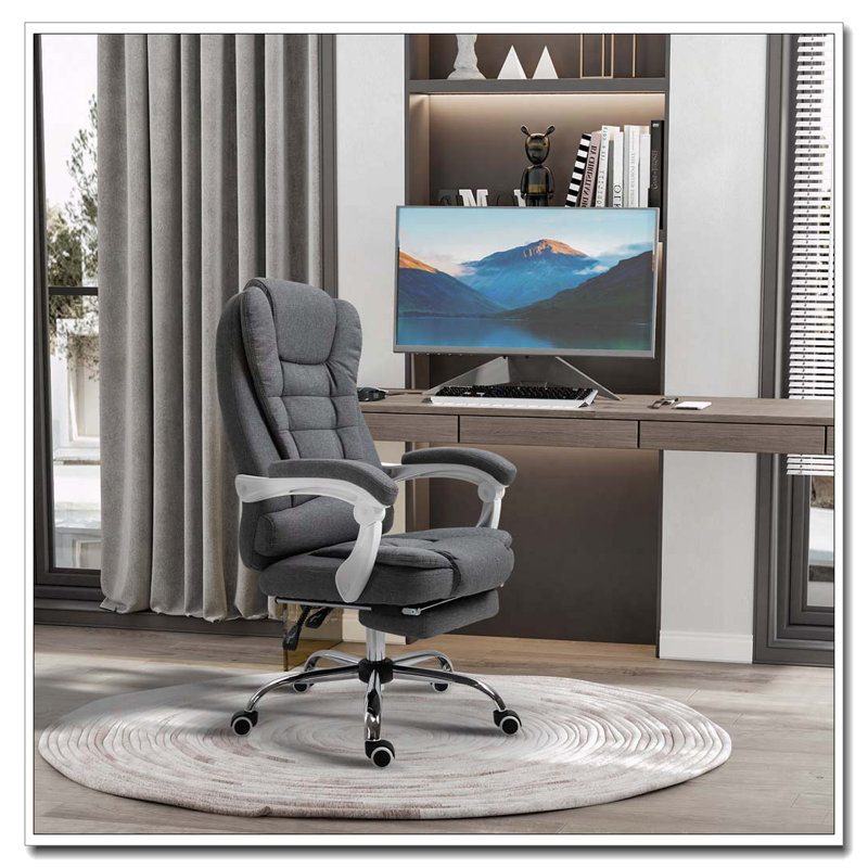 Vinsetto Executive Office Chair With Footrest,Linen-Fabric Computer Chair