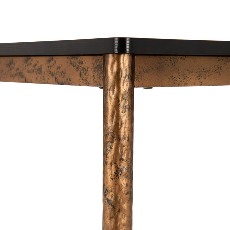Nida Black Faux Wood and Bronze Industrial Bar Table