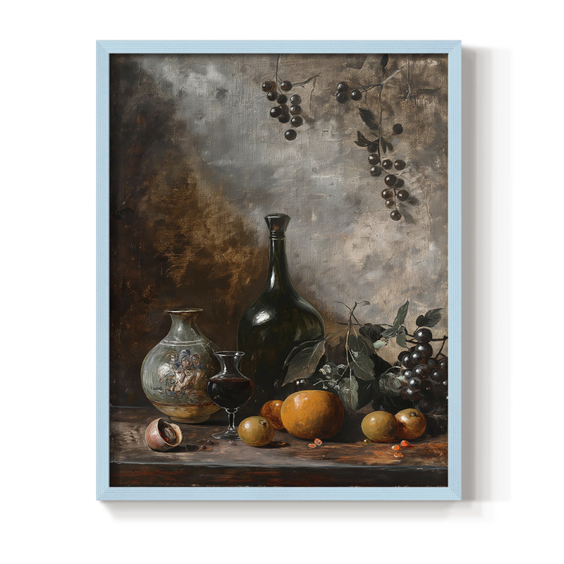 Reproduction encadrée FLORAL Series DCCXVII - bois massif, H 11 po x l 9 po, Bleu