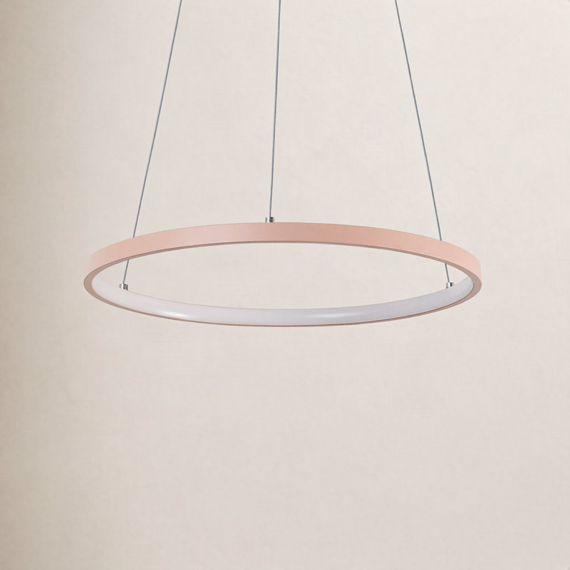 Lustre spectaculaire et unique à 1 lumière DEL Odin, H 0,75 po x l 15,75 po x P 15,75 po, Rose mat
