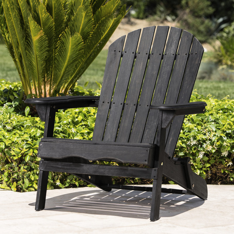 Chaise en bois gris foncé - pliable, avec siège extérieur rustique gris, pliable pour la zone, Gris foncé