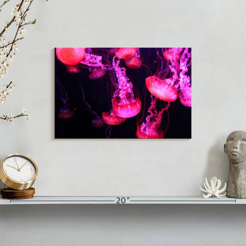 Bright Pink Jellyfish, 8" H x 12" W