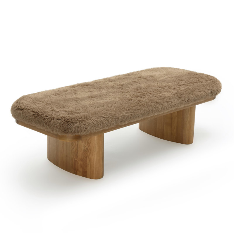 Grand banc en laine végétale droite, Taupe