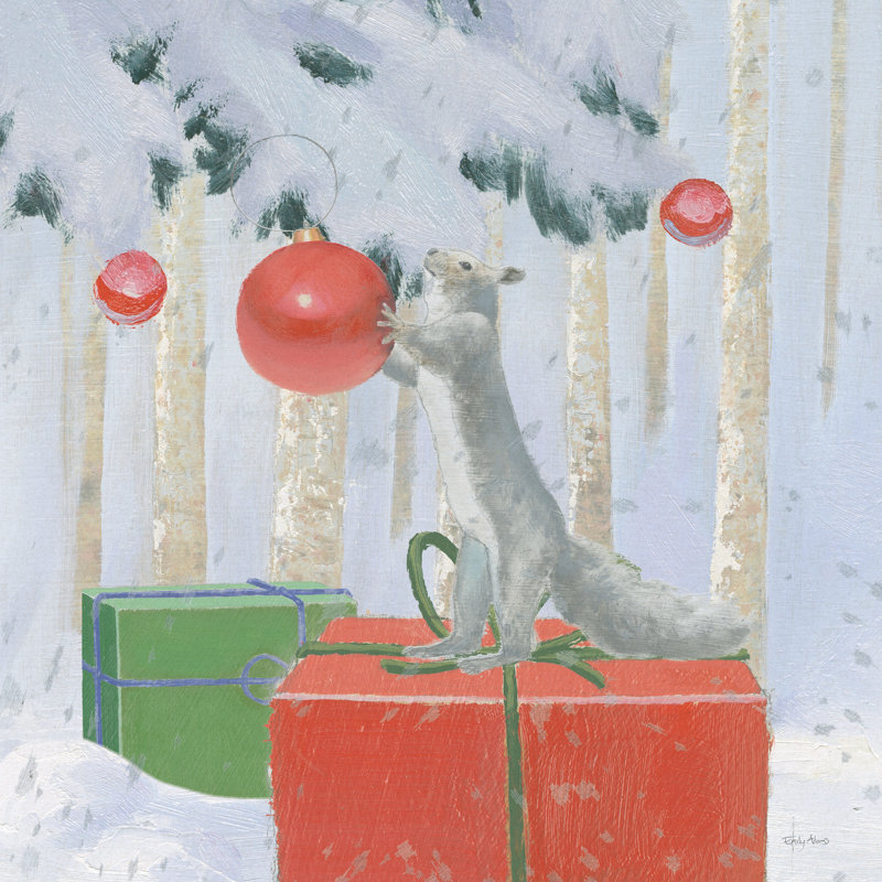 " Christmas Critters Bright VII ", No, 12" H x 12" W x 1.25" D, Black Framed Canvas