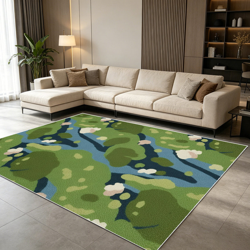 1PC Botanical Water Lily Creek Floral Print area rugs for Living Room, Soft and Comfortable, Suitable for all seasons, easy-to-maintain, machine washable Indoor floor mat, Under Table Farmhouse suitable for living room, dining room, bedroom,
