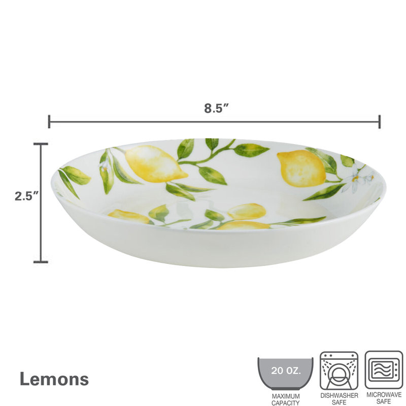 Lemons 8.5 in Bone Chine Pasta Bowls