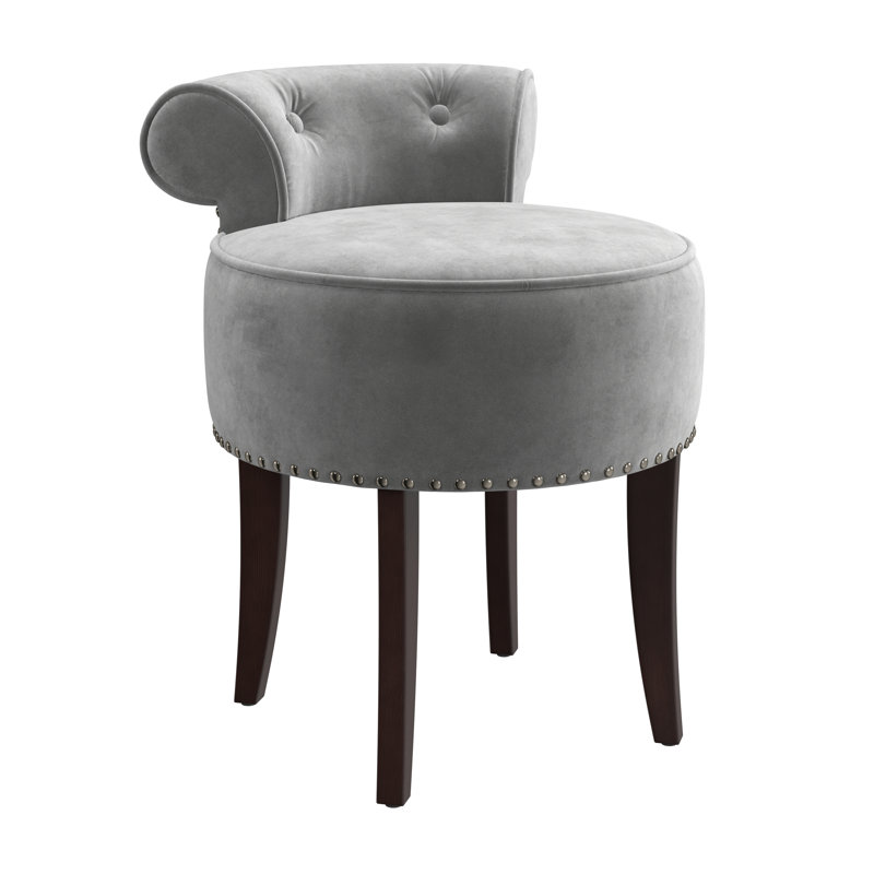 Garfield Solid Wood Accent Stool, Steel Gray