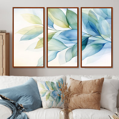 Minimalist Green Botanical Plants II - Leaves Wall Art Print Set