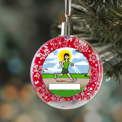 Personalized Jogger - Female Christmas Snow Globe Ornament