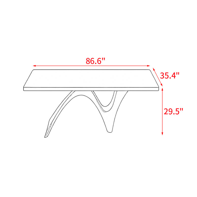 Yatziri Modern simple solid wood dining table, 29.5"H x 86.6"L x 35.4"W