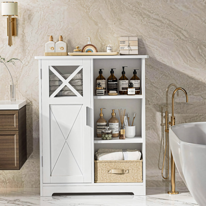 Freestanding Bathroom Storage Cabinet With Open Storage Kitchen Pantry Cabinet With Doors