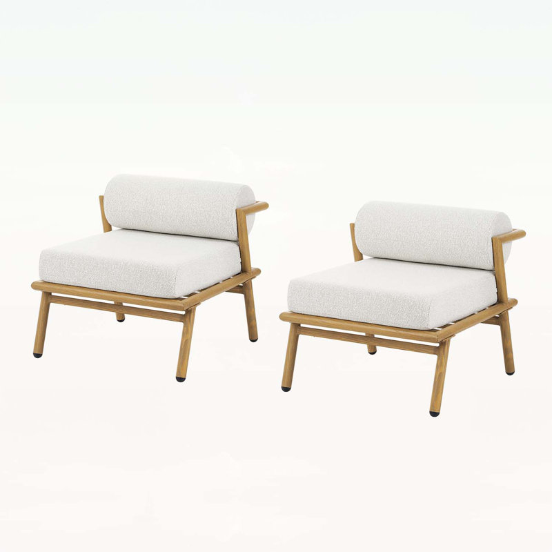 Fauteuil club d'extérieur en fer au fini teck