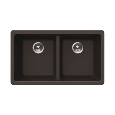Houzer 31 in Slate Granite Composite Undermount 50/50 Double Bowl Kitchen Sink - M-300U SLATE