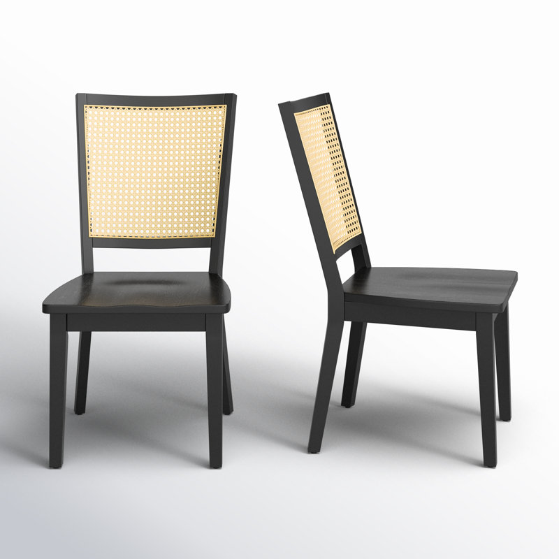 Karlie 18.9'' H Cane Back Side Chair, Black/Natural