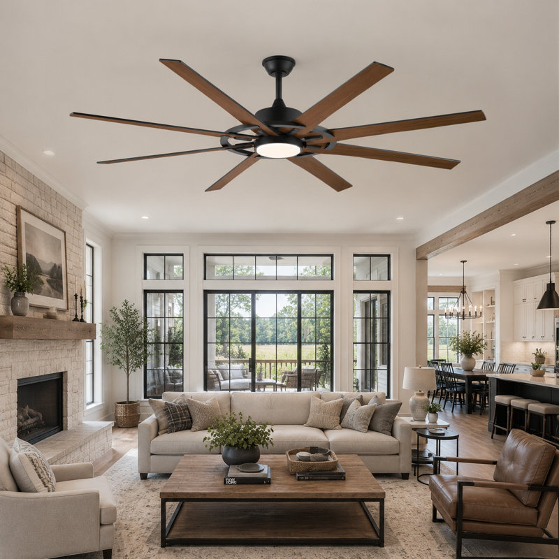 Grand ventilateur de plafond 72 po avec lumière et télécommande, 3 CC à DEL à intensité variable, moteur CC réversible à 6 vitesses, ventilateur de plafond moderne pour la chambre à coucher du salon