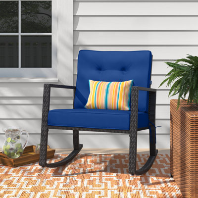 Outdoor Conwell Rocking Rattan Chair with Cushions by Sol 72 Outdoor
