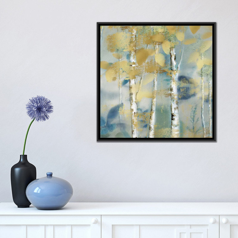 « gilded forest details i », reproduction sur toile, H 18 po x l 18 po x P 1,5 po, Toile avec cadre noir, Pas de tapis