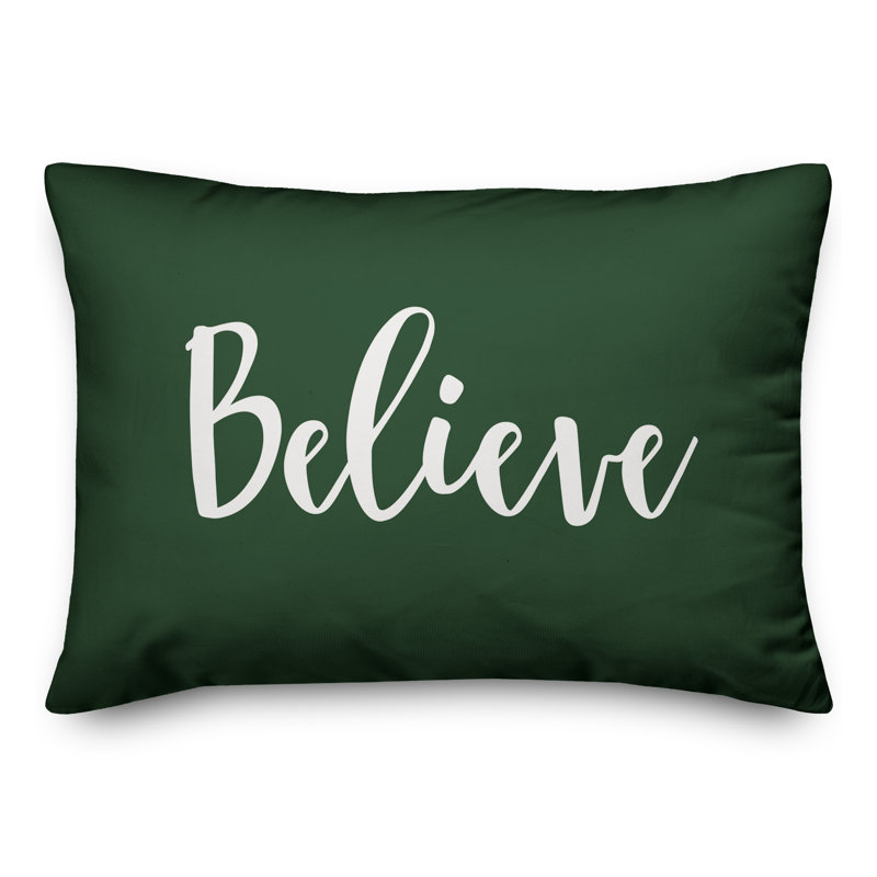  Believe Rectangular Pillow Cover & Insert, Dark Green