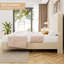 Base de lit tapissier grand format avec tête de lit à oreilles capitonnée en velours côtelé, lattes en bois, aucun sommier tapissier, beige crème-118028057-135935068