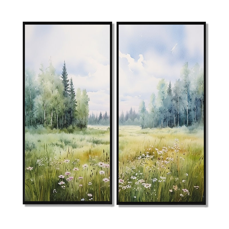 «Meadow Scenery Minimalisme V», grandes impressions sur toile, H 20 po x l 24 po, Noir
