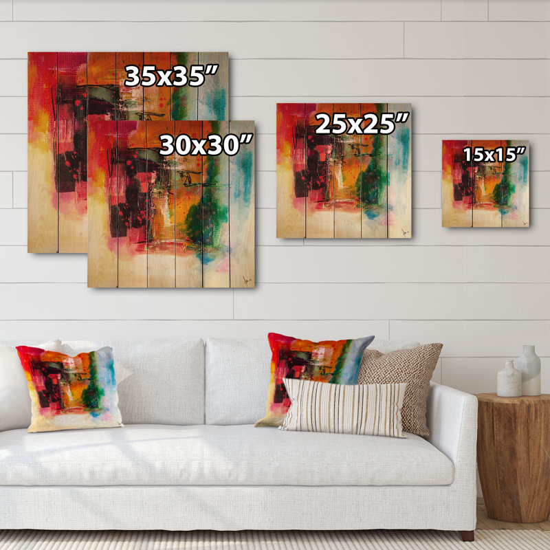 Modern Energetic Color Dance III - impression d'art moderne sur bois, H 36 po x l 36 po x P 1 po