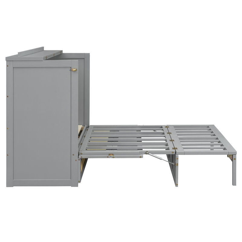 Murphy Bed With Large Drawers, Gray