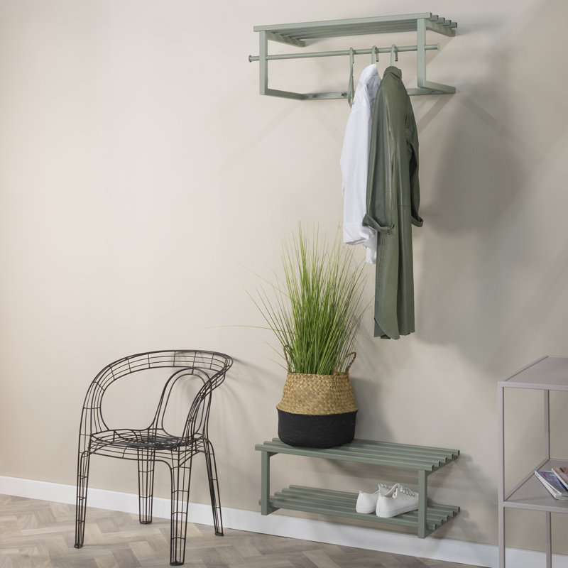 5 - Hook Wall Mounted Coat Rack, Dusty Green