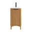 Meuble-lavabo simple 18 po en chêne brun clair Mumbai avec plateau en céramique blanc Mumbai-2036350563