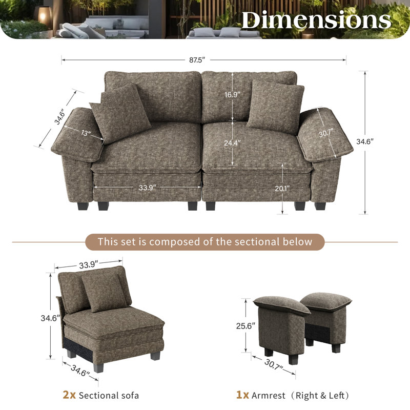 Chenille Sofa & Chaise, 2