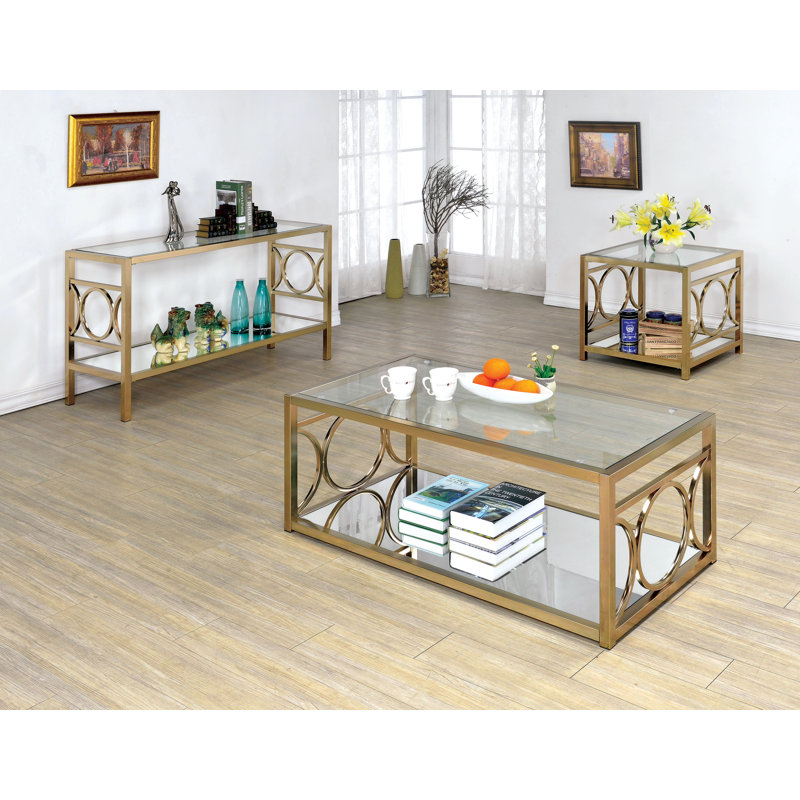 Jacia 47.25'' Glass Top Console Table, Champagne