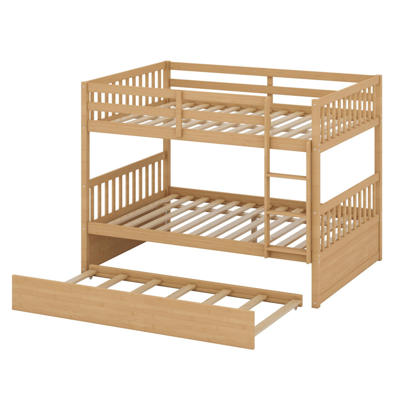 Multi-Use Bunk Bed System With Trundle Bed, Guardrails, And Easy Conversion Design, White Oak