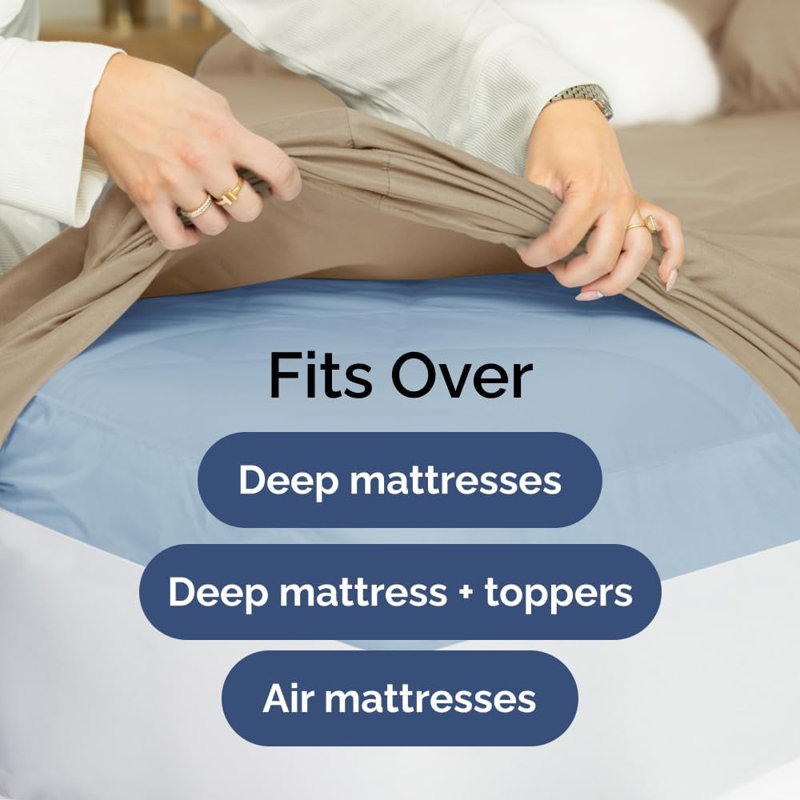 Extra Deep Pocket Sheet Set, Cooling & Breathable Bed Sheets, Soft Hotel Luxury Bedding, Fits 18–24 Inch Mattress, Cream