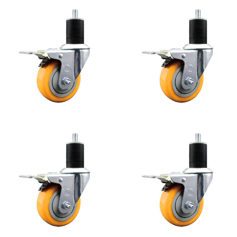 Frein de verrouillage de 3,5 pouces à tige pivotante extensible de 3,5 pouces en acier inoxydable 316SS, Jaune