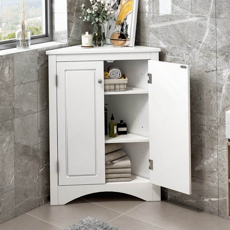 Triangle Storage Cabinet, Separate Bathroom Kitchen Cabinet, White