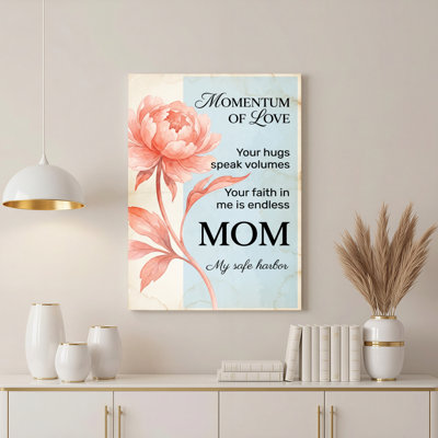 Floral Peony Momentum Of Love Canvas Wrapped Wall Art Oil Painting Print For Mom Mother Day Gift Home Decor (Set Of 1)