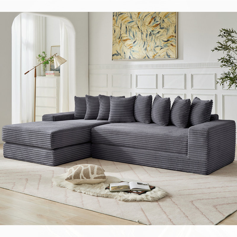 Canapé modulaire surdimensionné Cloud (canapé faisant face à la gauche), Polyester gris foncé, Orienté à gauche (vu de face)