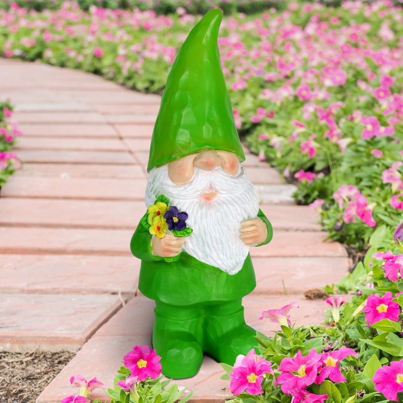 Statue de gnome de jardin avec champignon Exhart Solar Gilbert 11 po