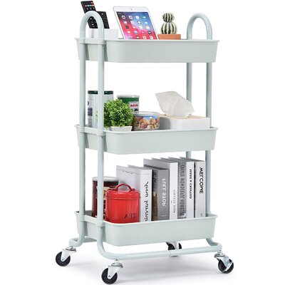 3-Tier Stainless Steel Utility Rolling Cart, Metal Utility Cart -  KINGRACK, WK830161-GN