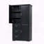 Armoire de rangement haute et large avec trois tiroirs et trois portes - Noir-588492698