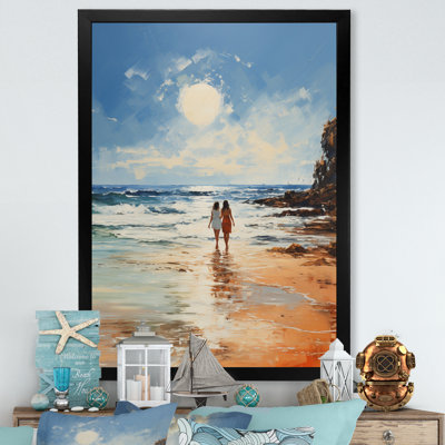 Plage balnéaire balade pointillisme sur toile