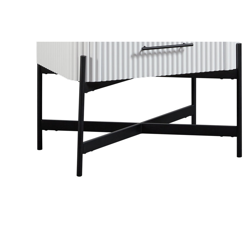 Table de chevet 2 tiroirs - Blanc (USB Type C)