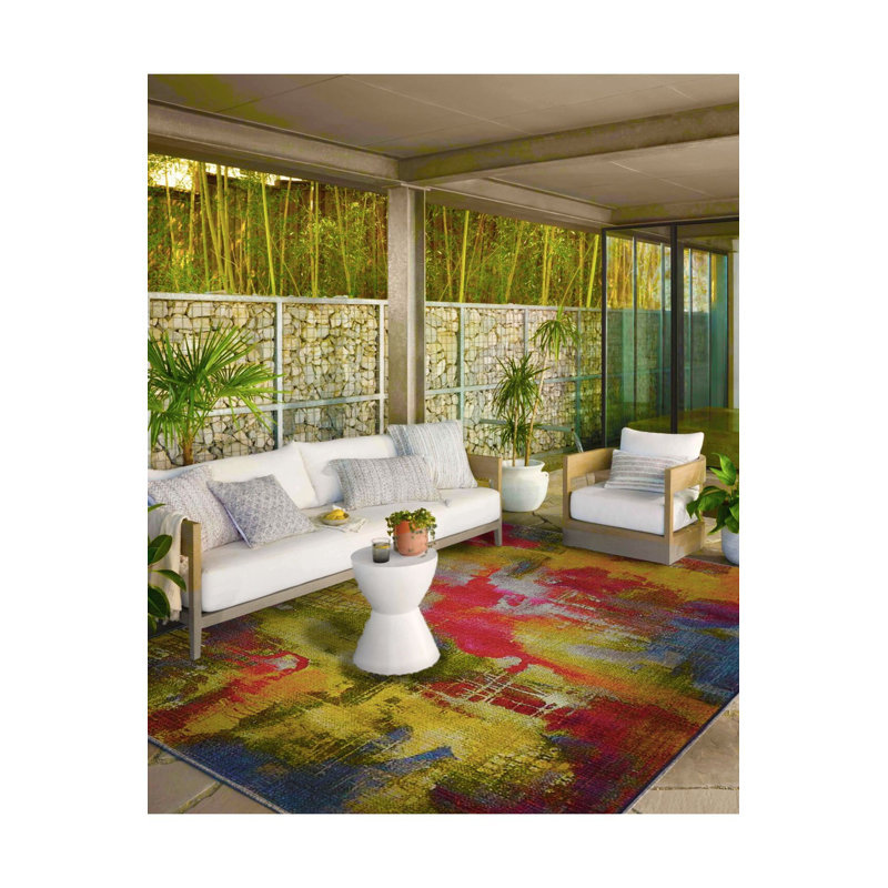 Multicolor Pastel Patterned Decorative Washable Rug, Square 3'3" Rug Pad Included