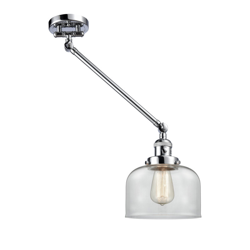 Bras pivotant à 1 lumière à intensité variable Talton, Ampoule incandescente rétro de 60 watts, Transparent, Nickel poli