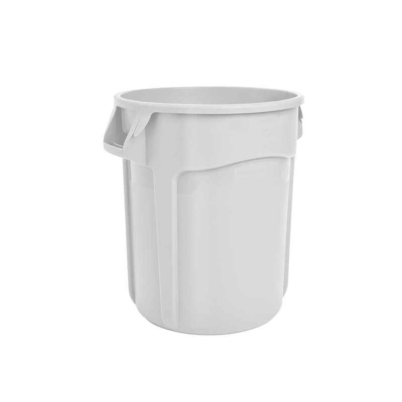 Poubelle ronde robuste de 10 gallons, résistante aux fissures, à l'écrasement et aux dommages, blanc, 10 Gal, Blanc