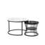 Round Nesting Coffee Tables Set (70+45cm), High-Gloss Faux Marble Top With Wire Metal Frame-1844358956